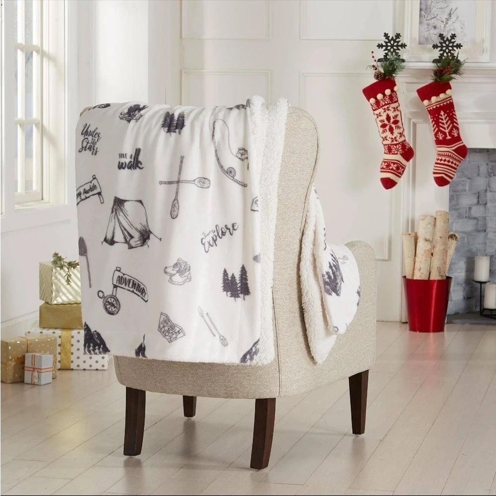 Hudson Collection Camping Sherpa Throw Blanket